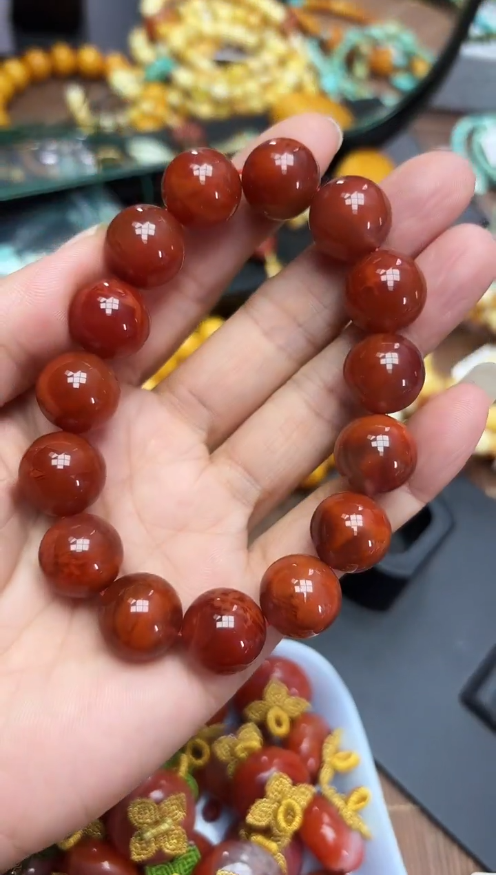 未镶嵌南红玛瑙珠宝奇石手串6036