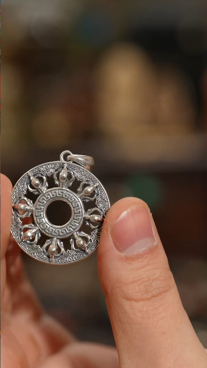 把件柏香籽/百香籽925银藏传罗盘配饰