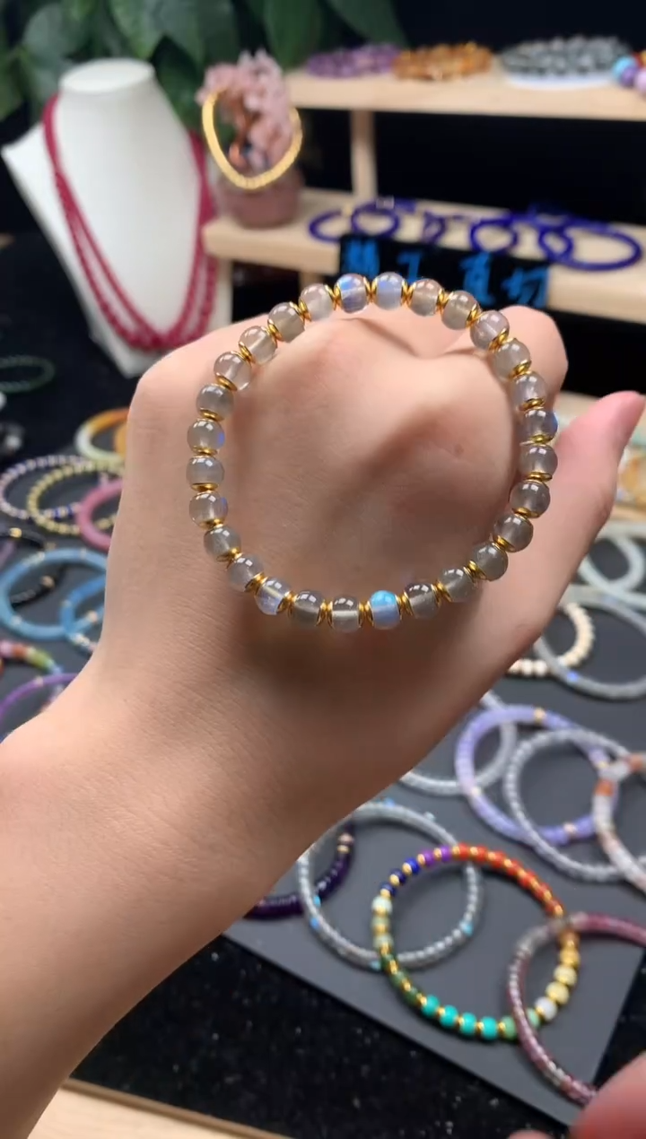 手串合金南红玛瑙蓝月光手串6mm