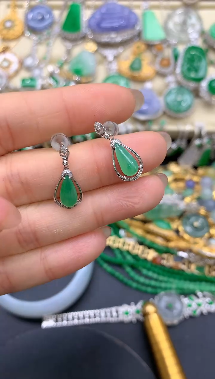 【闪购商品】翡翠耳饰18K金镶嵌268-中国好珍宝