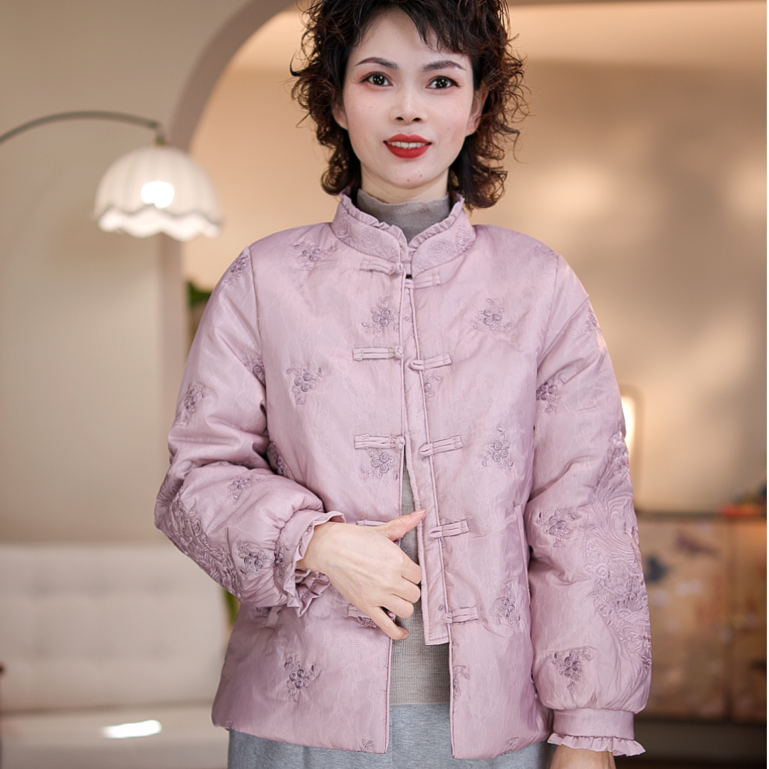 A-27018时尚新中式宽松百搭棉服外套