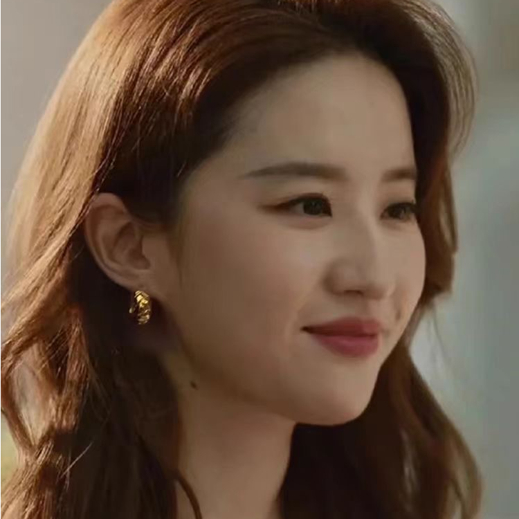 伽影镀18K 玫瑰刘亦菲同款菱形格圈圈耳环轻奢高级感耳饰耳钉