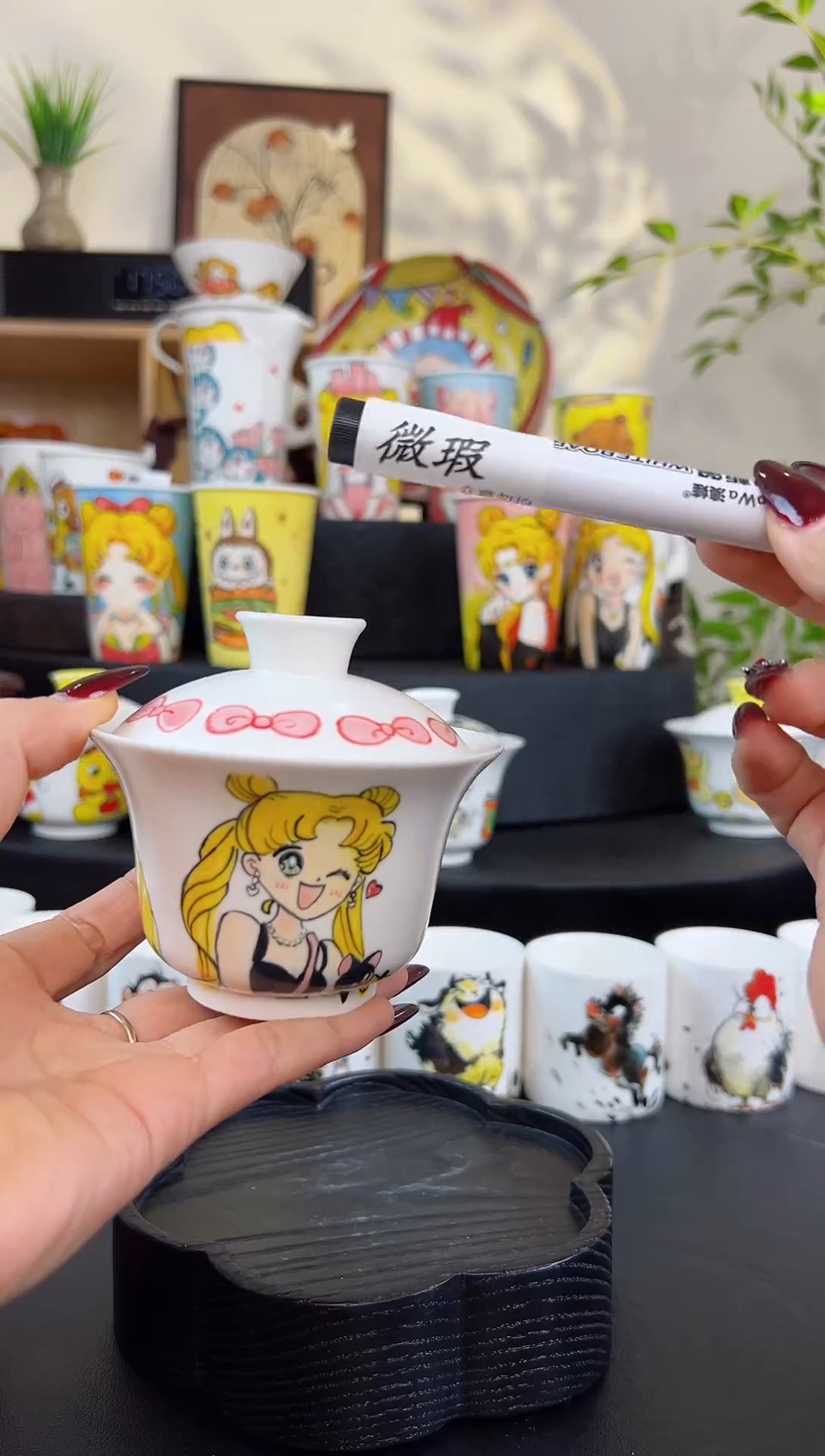 【闪购商品】摆件笙笙漫 手工手绘陶瓷杯杯