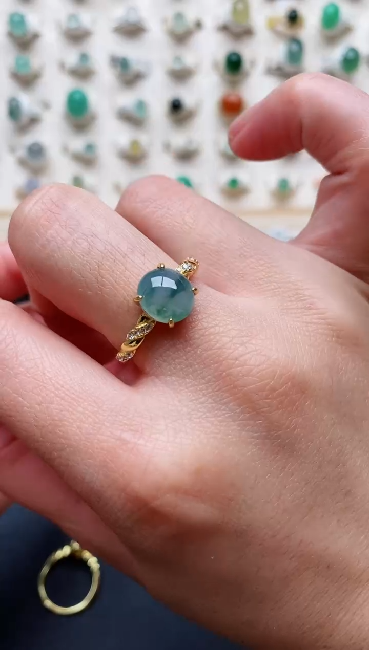 【闪购商品】翡翠戒指银S925镶嵌天然翡翠 333    1+