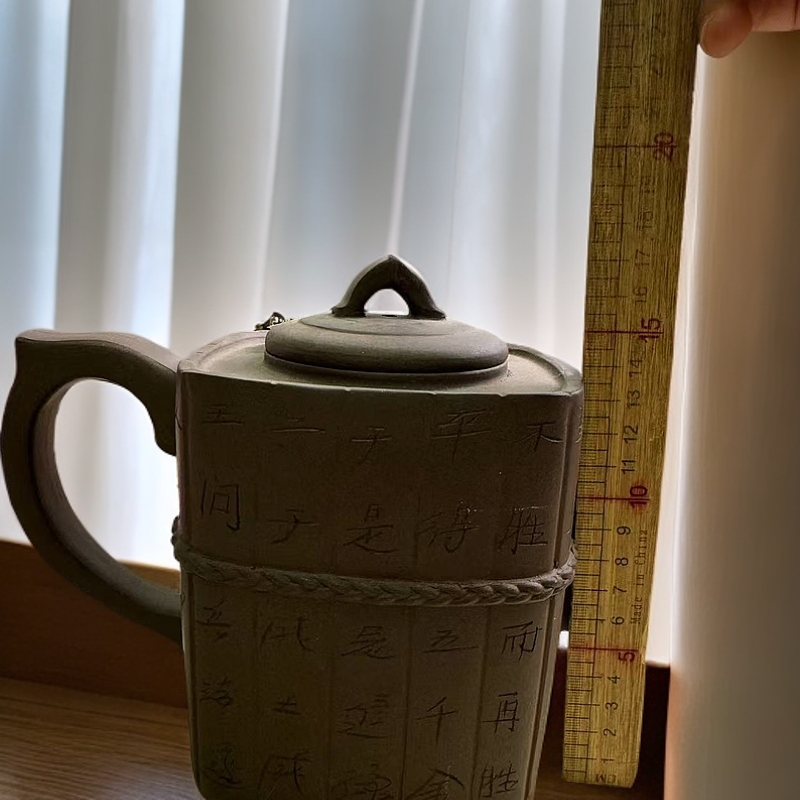 海外舶来品  纯手工制作 紫砂壶全手工竹韵老壶柱础青段泥手制