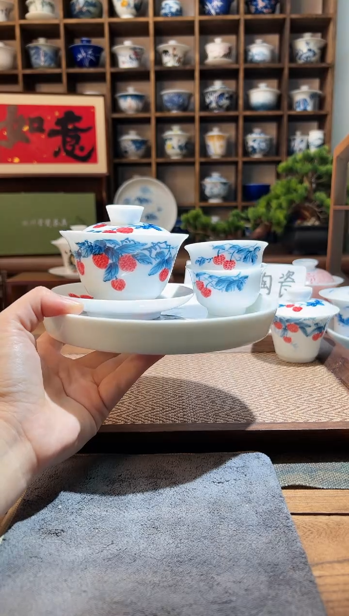 【闪购商品】荔枝三才盖碗+2个客杯+荔枝壶承