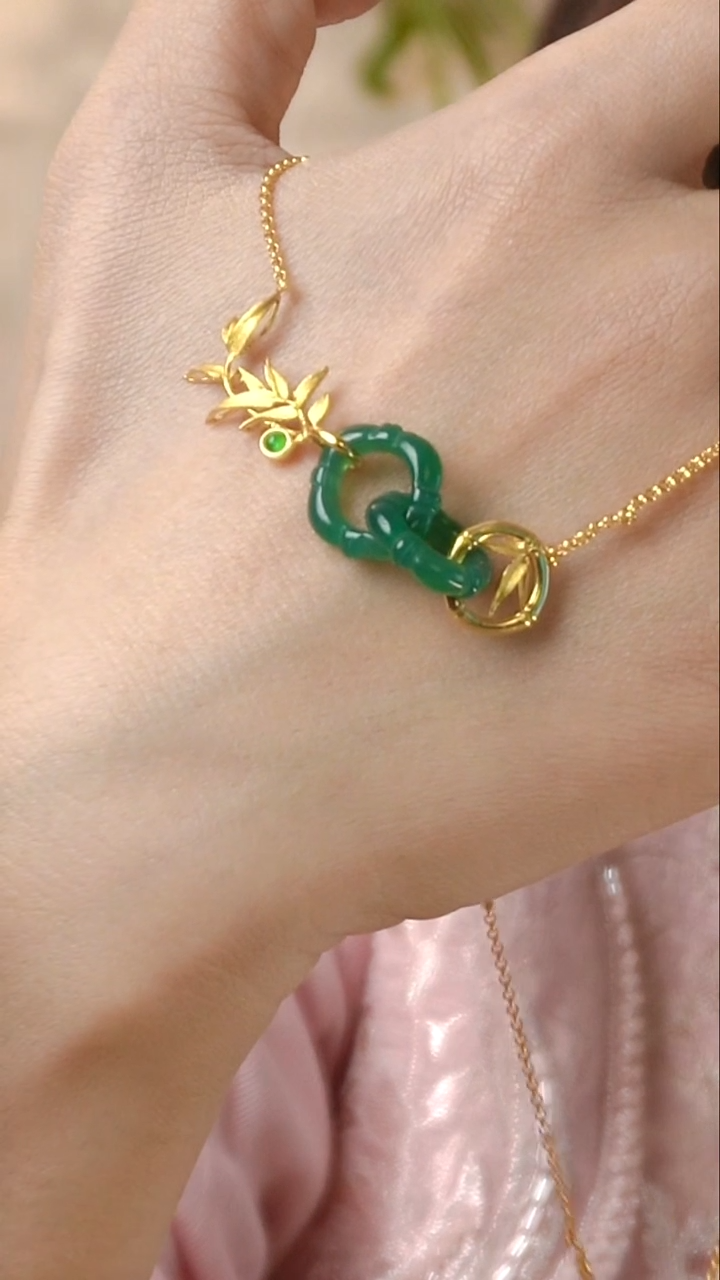 纯铜锆石合金国风项链