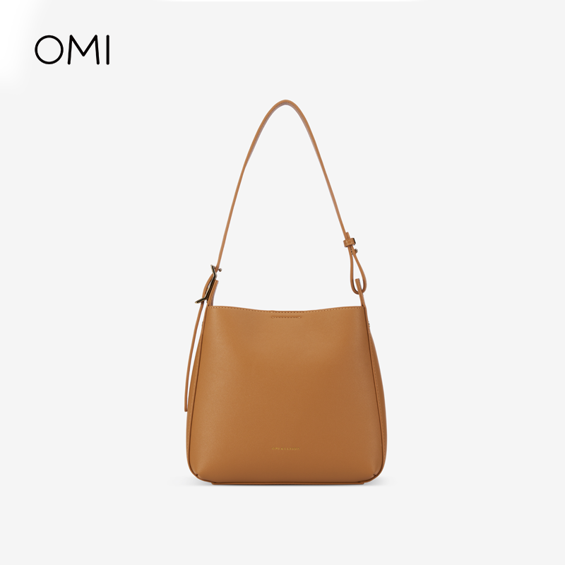OMI/欧米新款简约轻便轻奢经典百搭纯色明星同款腋下托特水桶包