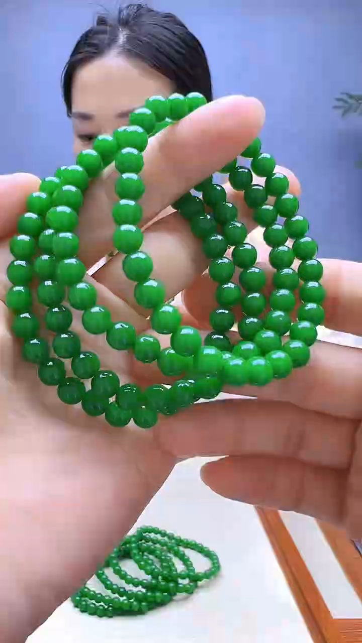 翡翠14K金镶嵌颈饰沉白diy颈饰6mm手链