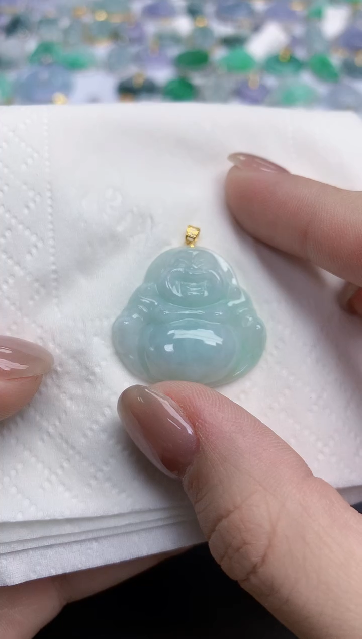 【闪购商品】翡翠颈饰18K金镶嵌天然缅甸翡翠A货