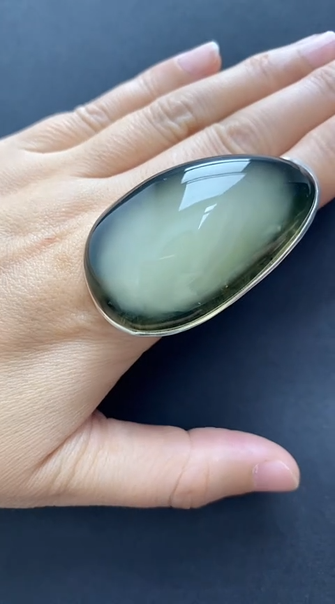 【闪购商品】琥珀裸石银S925镶嵌琥珀戒指