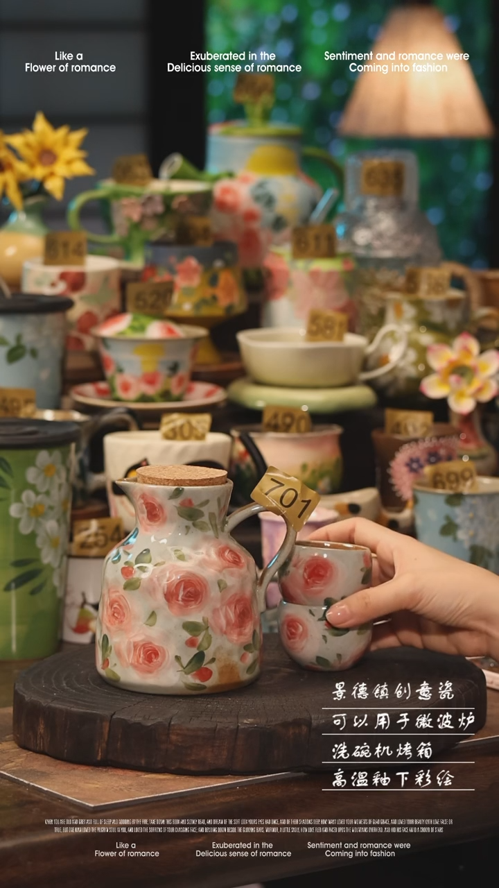 陶瓷景德镇高温釉下彩手工手绘款式