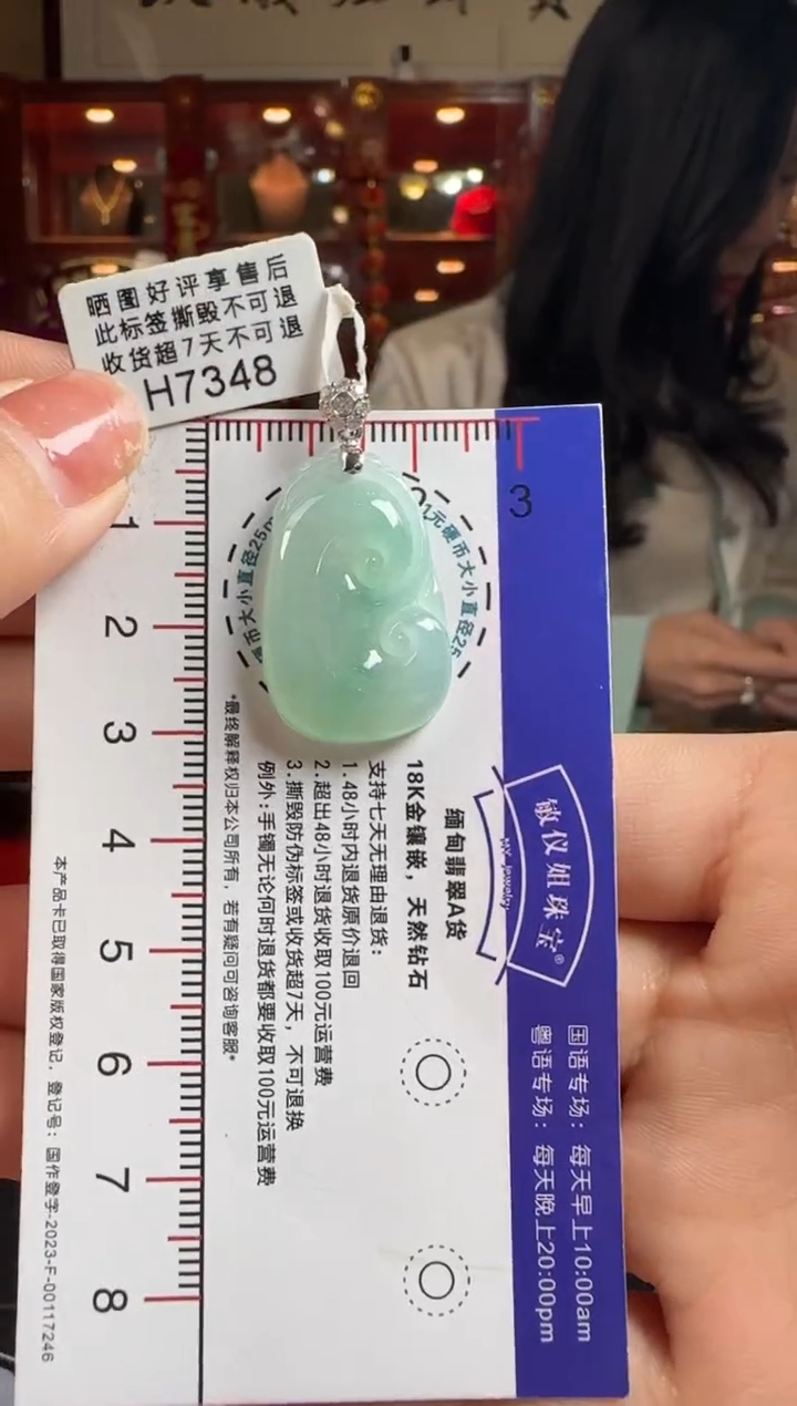 【闪购商品】翡翠颈饰18K金镶嵌H7348如意