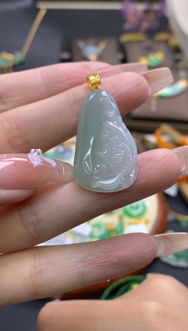 【闪购商品】翡翠颈饰18K金镶嵌净货13190