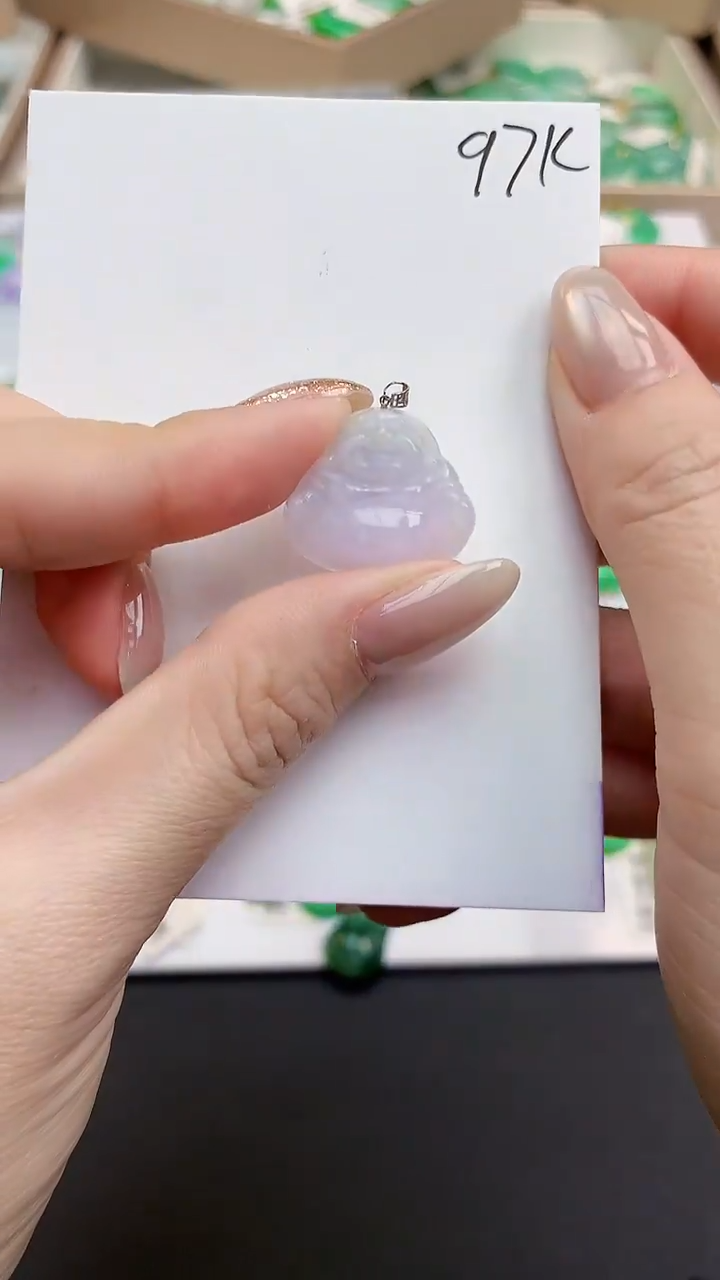 颈饰18K金镶嵌翡翠天然缅甸A货翡翠