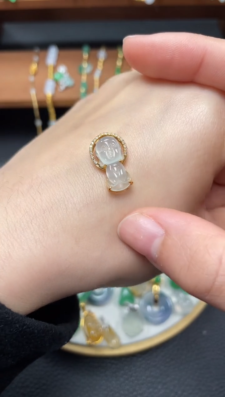 【闪购商品】翡翠吊坠(不含链)18K金镶嵌一个   JK151