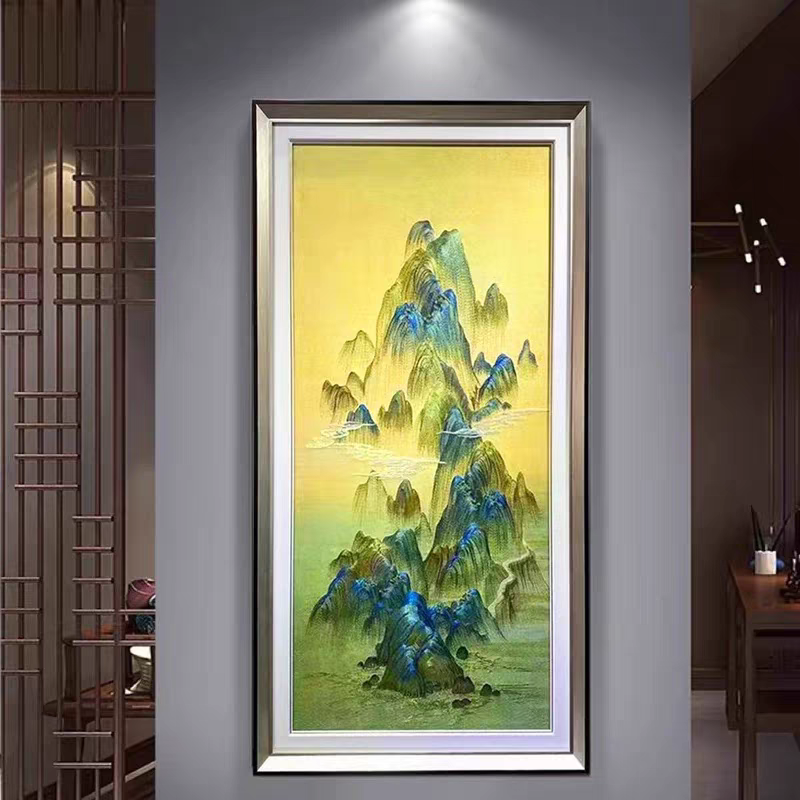 【铭尊】千里江山图｜苏绣玄关高端织锦绣刺绣装饰画风水玄关挂画