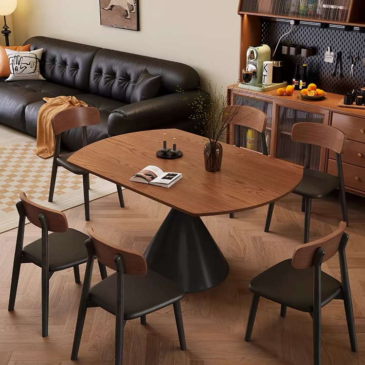 白蜡木沙漏实木餐桌方圆两用可伸缩简约餐桌旋转轻奢家用