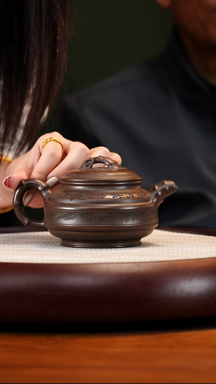 GSZ42顾氏家传紫泥双线竹鼓320cc