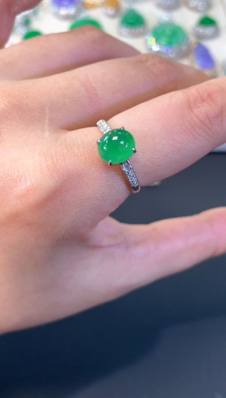 【闪购商品】翡翠戒指18K金镶嵌A59|7980