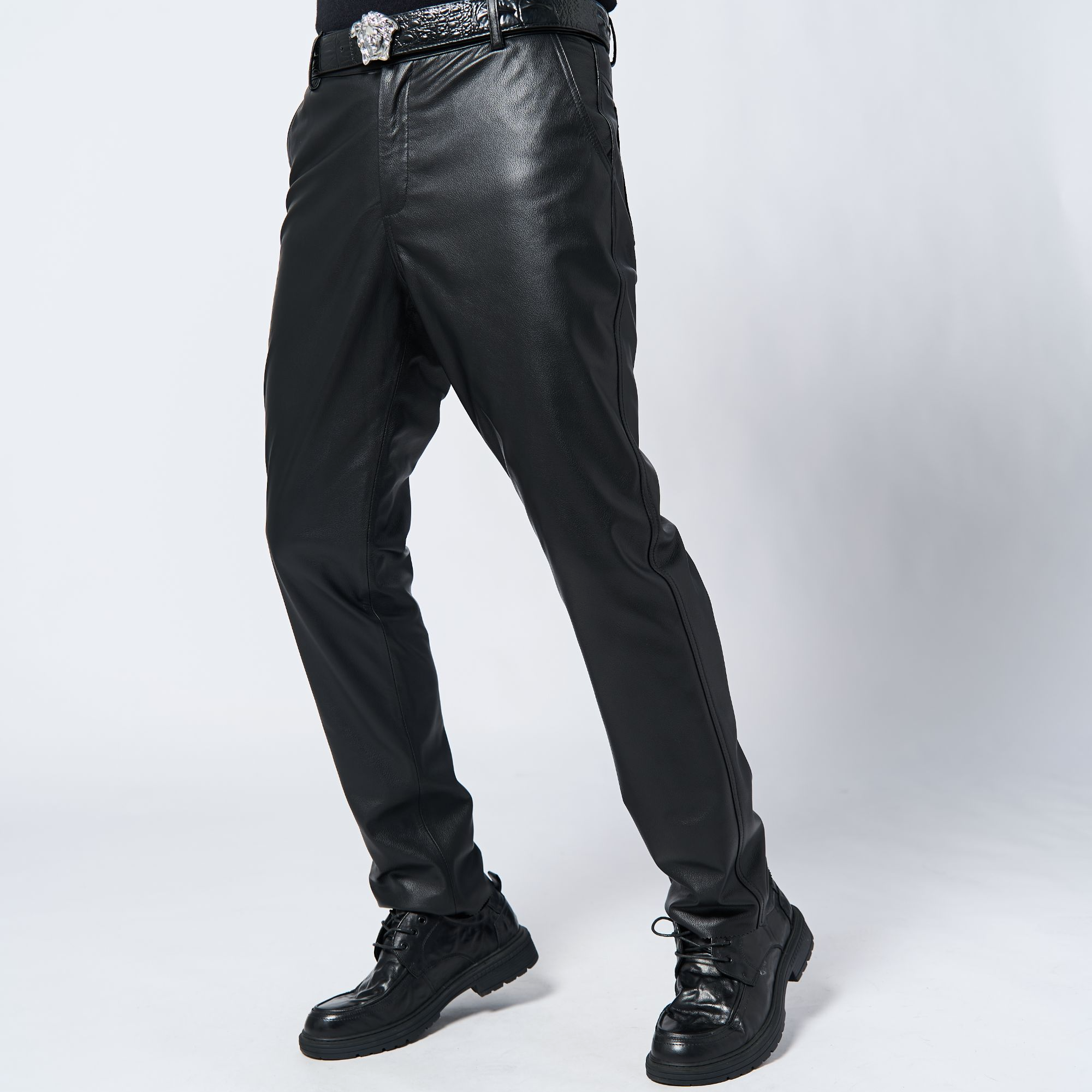 2025新款直筒裤真皮皮裤男士商务休闲头层牛皮西装裤