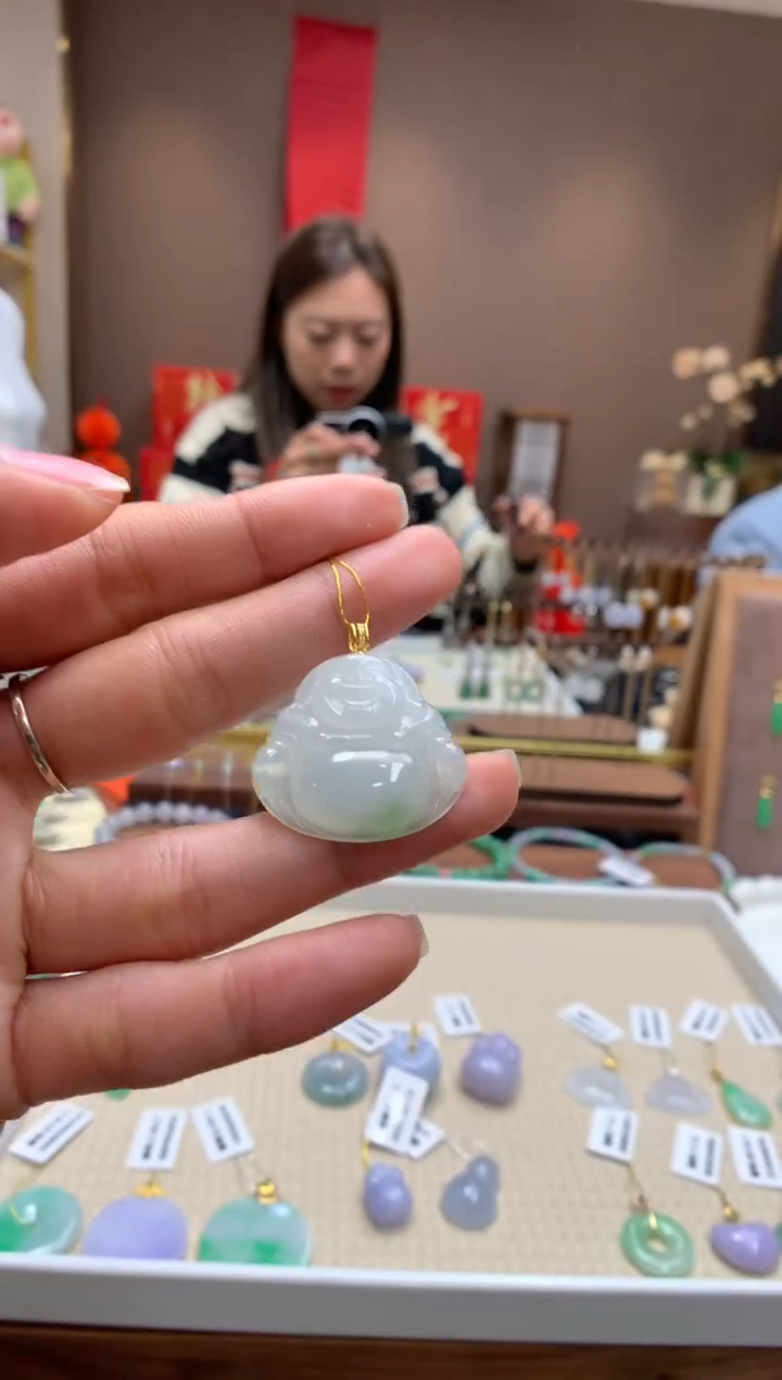 【闪购商品】翡翠颈饰18K金镶嵌佛公