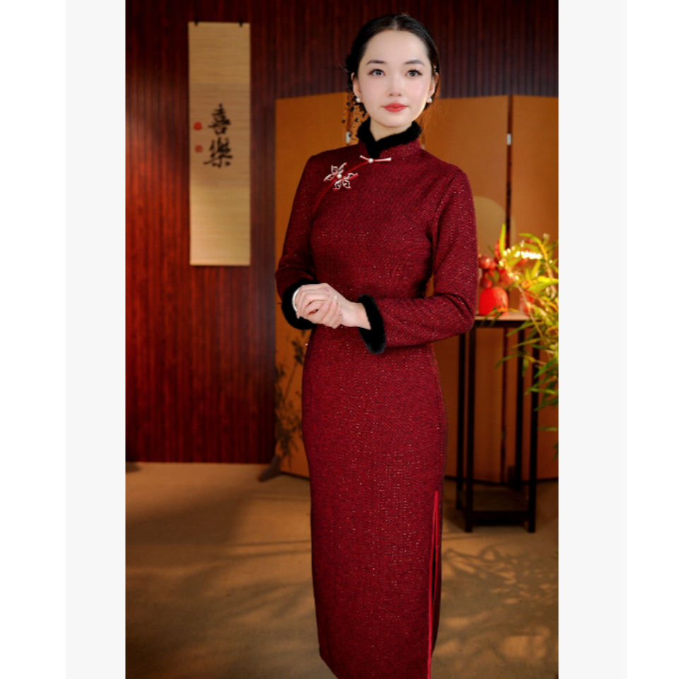[灼华] 日常气质文艺国风优雅红色改良旗袍NZ
