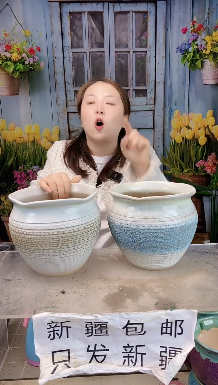 015白蓝荷叶口两个装  口20高18