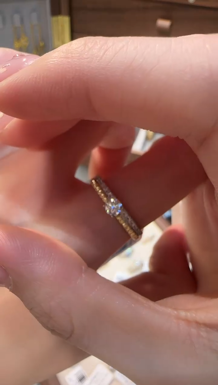 【闪购商品】钻石戒指/指环18K金镶嵌黄白分色钻戒12#16#