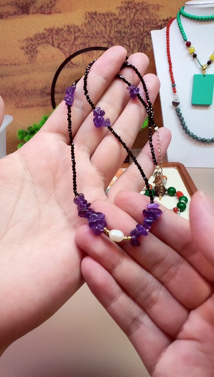 14K金镶嵌颈饰紫晶X14