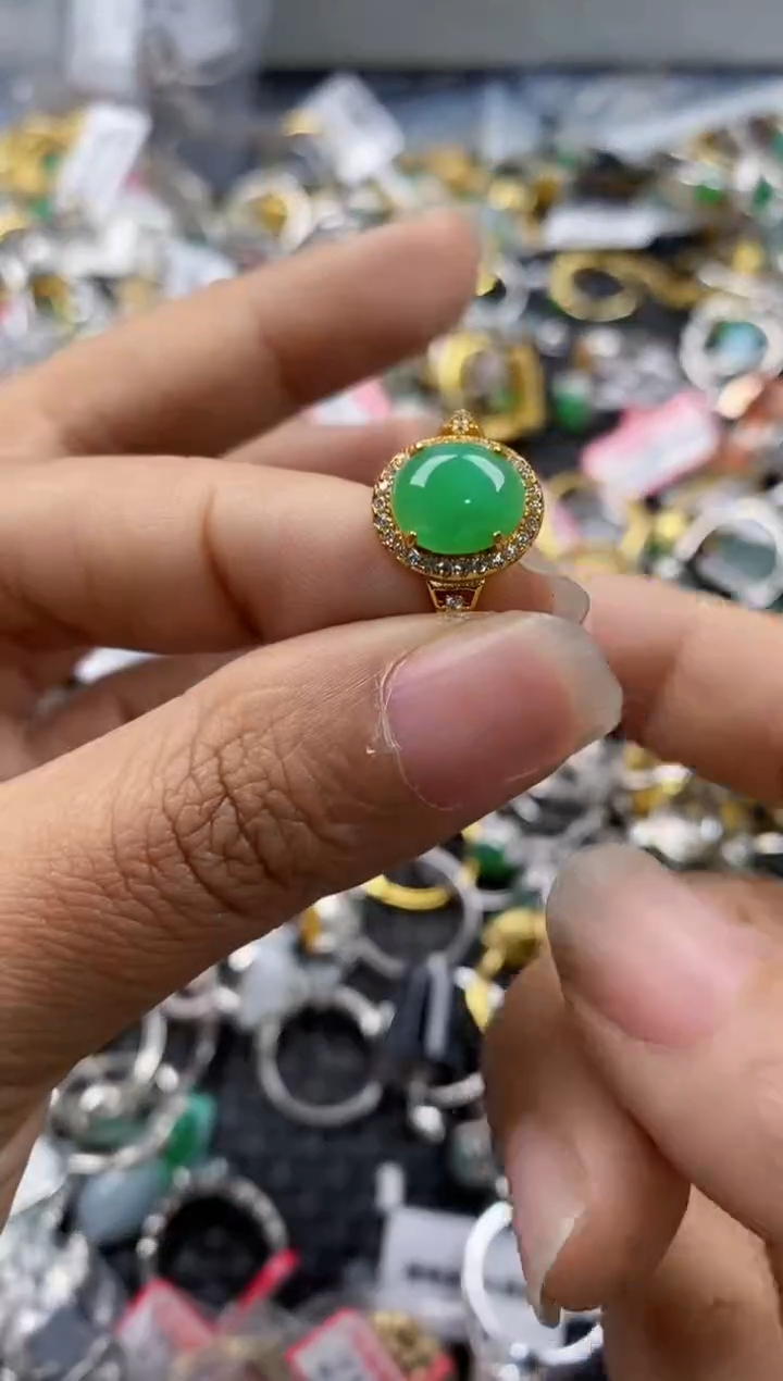 银S925镶嵌戒指翡翠11-11---10