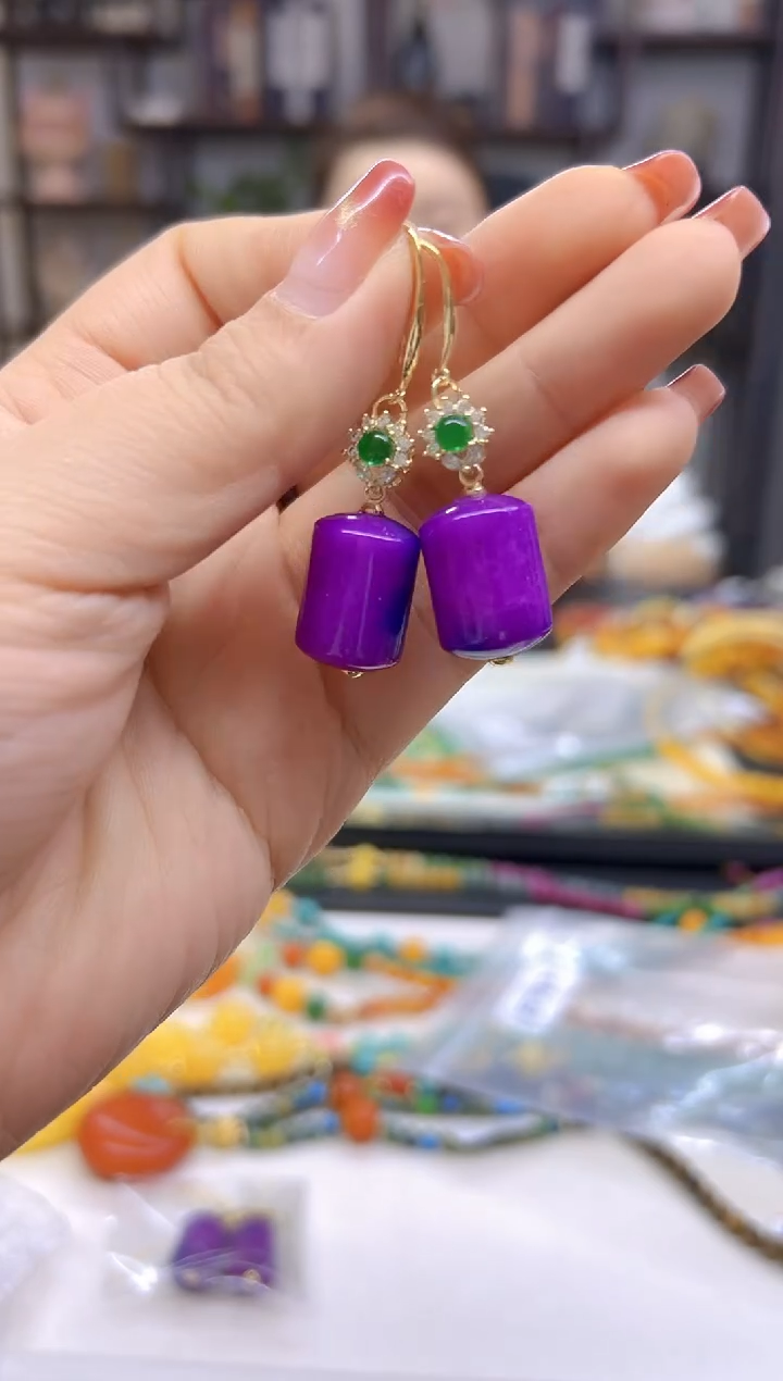 【闪购商品】苏纪石（舒俱来）耳坠14K金镶嵌E732