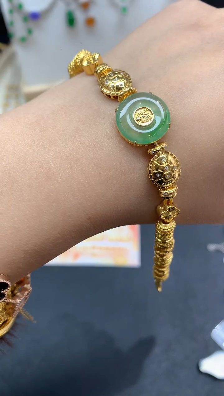 18K金镶嵌手链翡翠手链A406|13800