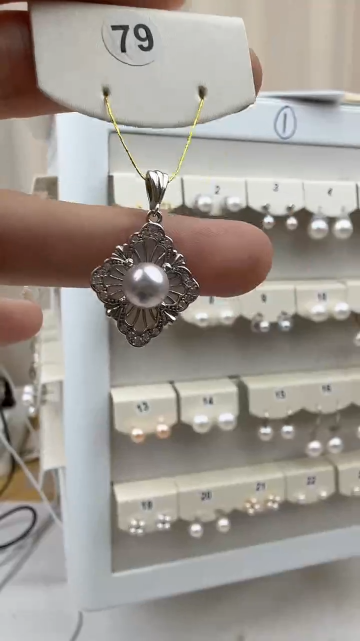 海水珍珠银S925镶嵌颈饰6.5-7mm海水真多麻吊坠