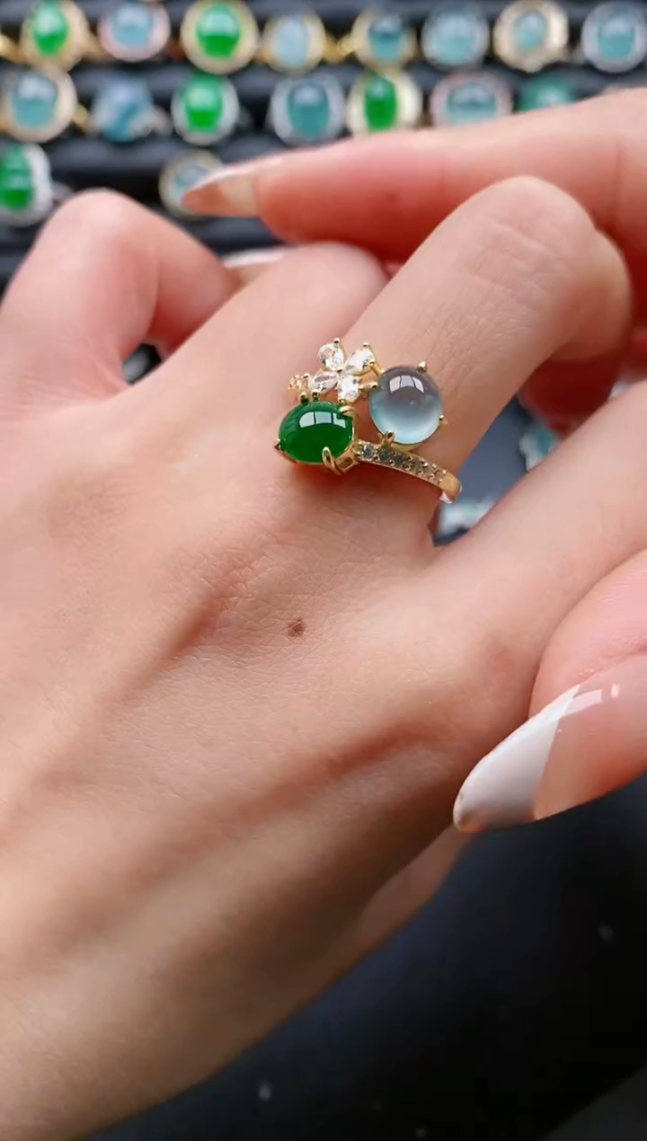 【闪购商品】翡翠戒指银S925镶嵌11111