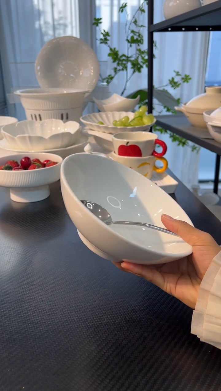 白瓷7寸阔口碗餐具乔迁礼物白瓷
