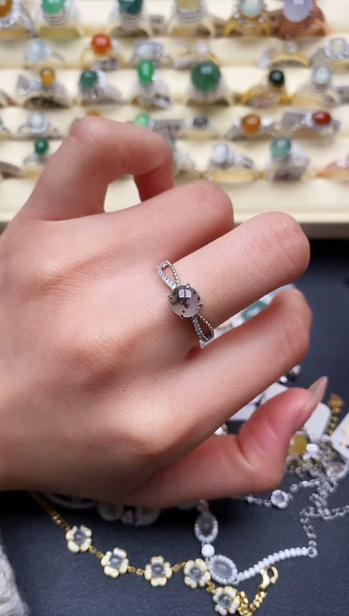 【闪购商品】翡翠戒指银S925镶嵌1111111+9