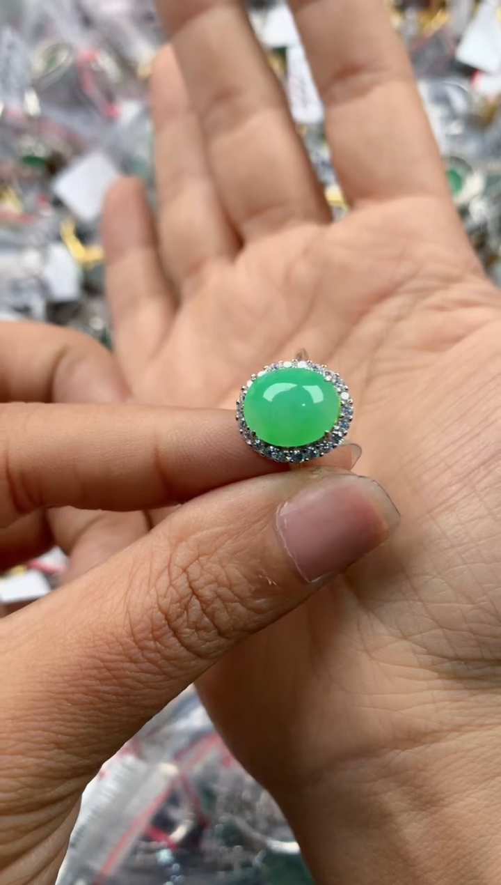 银S925镶嵌戒指翡翠琪**呀1212---7