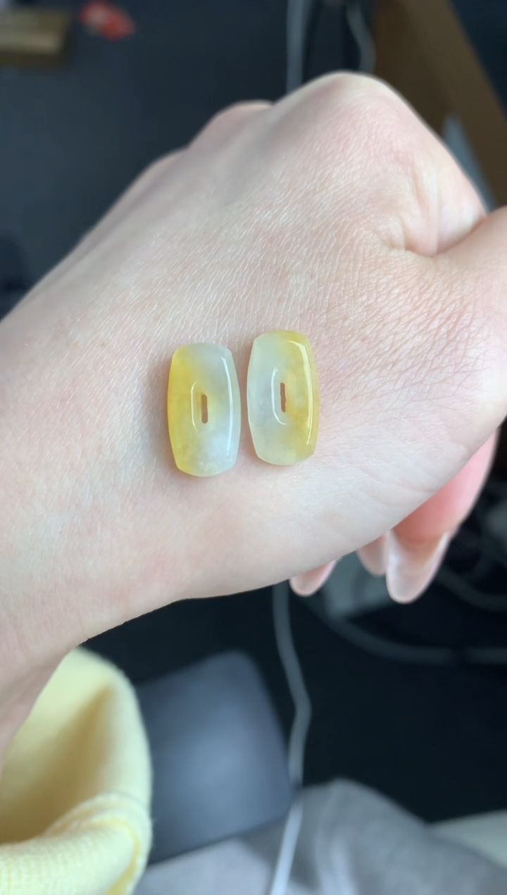 【闪购商品】定制翡翠未镶嵌一对方糖