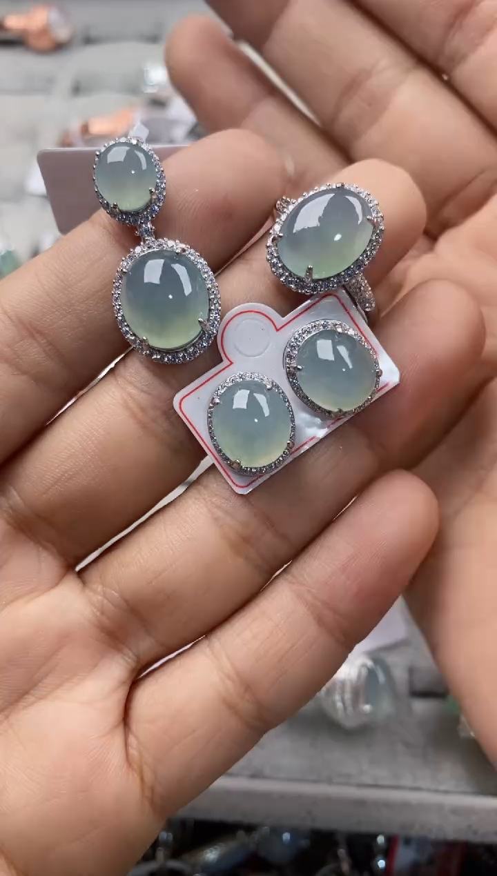 银S925镶嵌戒指翡翠555---7