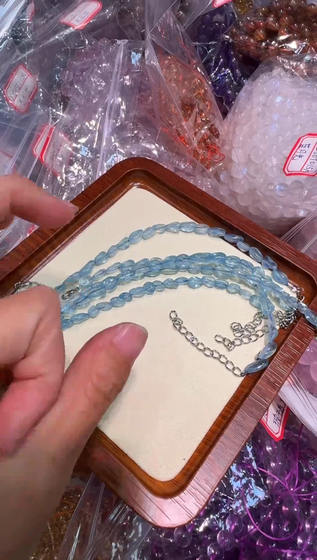 海蓝宝石手链未镶嵌海蓝宝随形手链多样发一YF10096