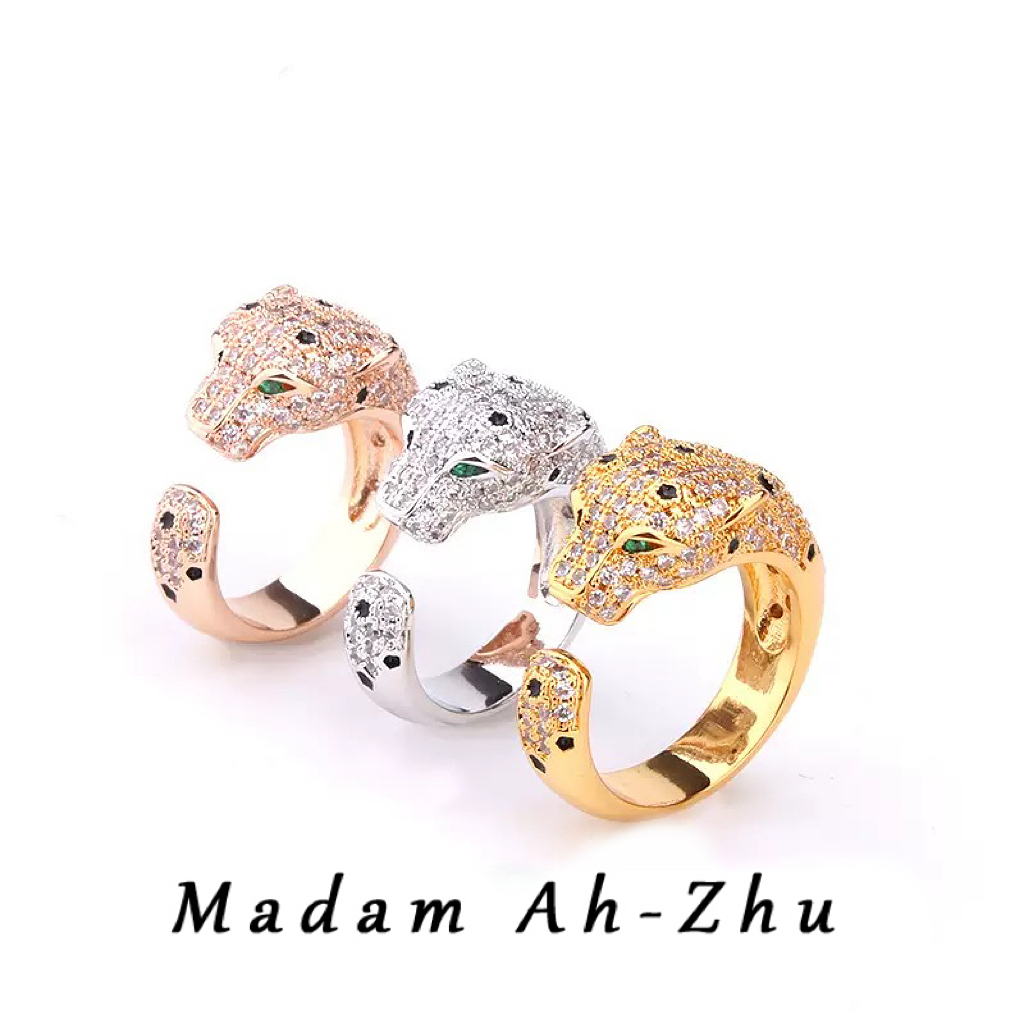 合金合成锆石戒指 满钻高定高奢高版本豹子戒指