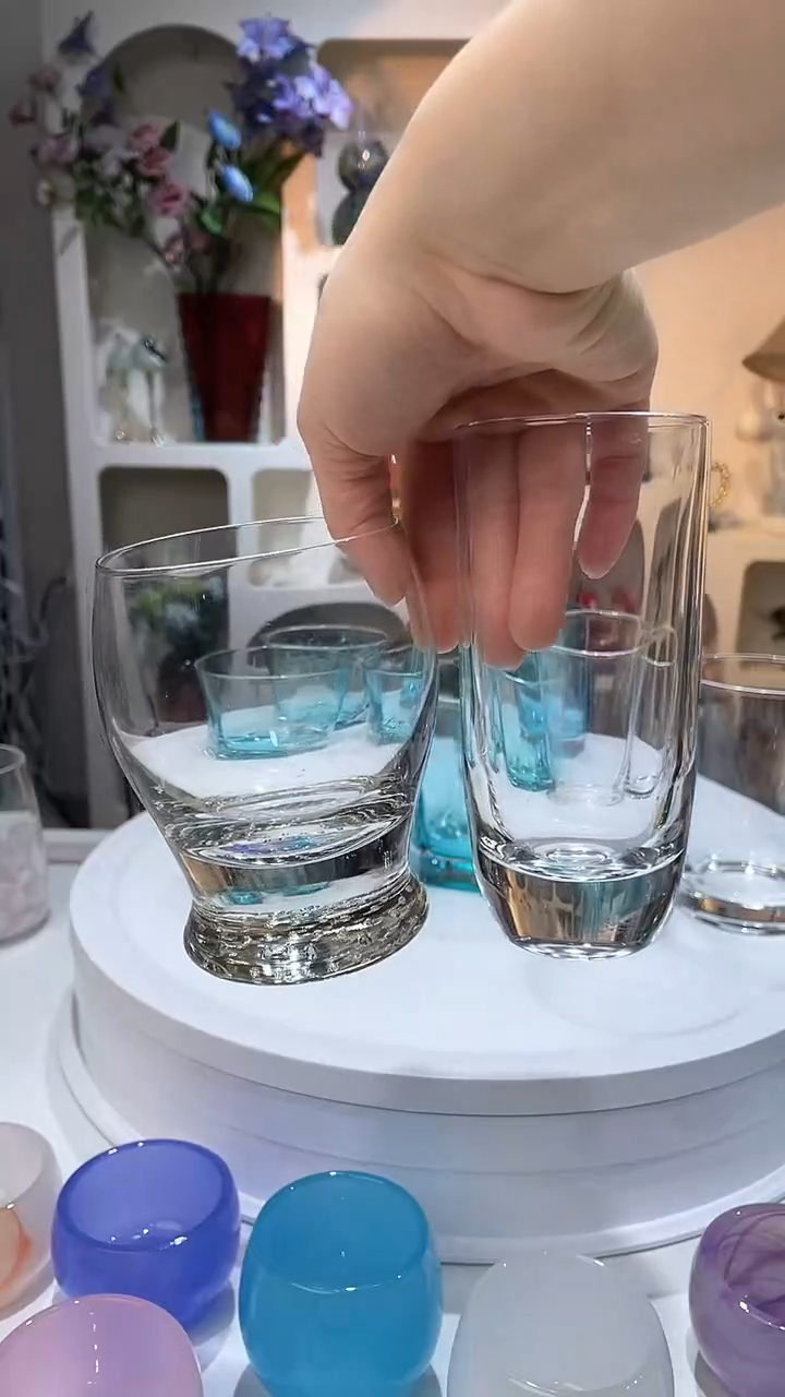 【闪购商品】水晶玻璃2只厚底不同款水杯