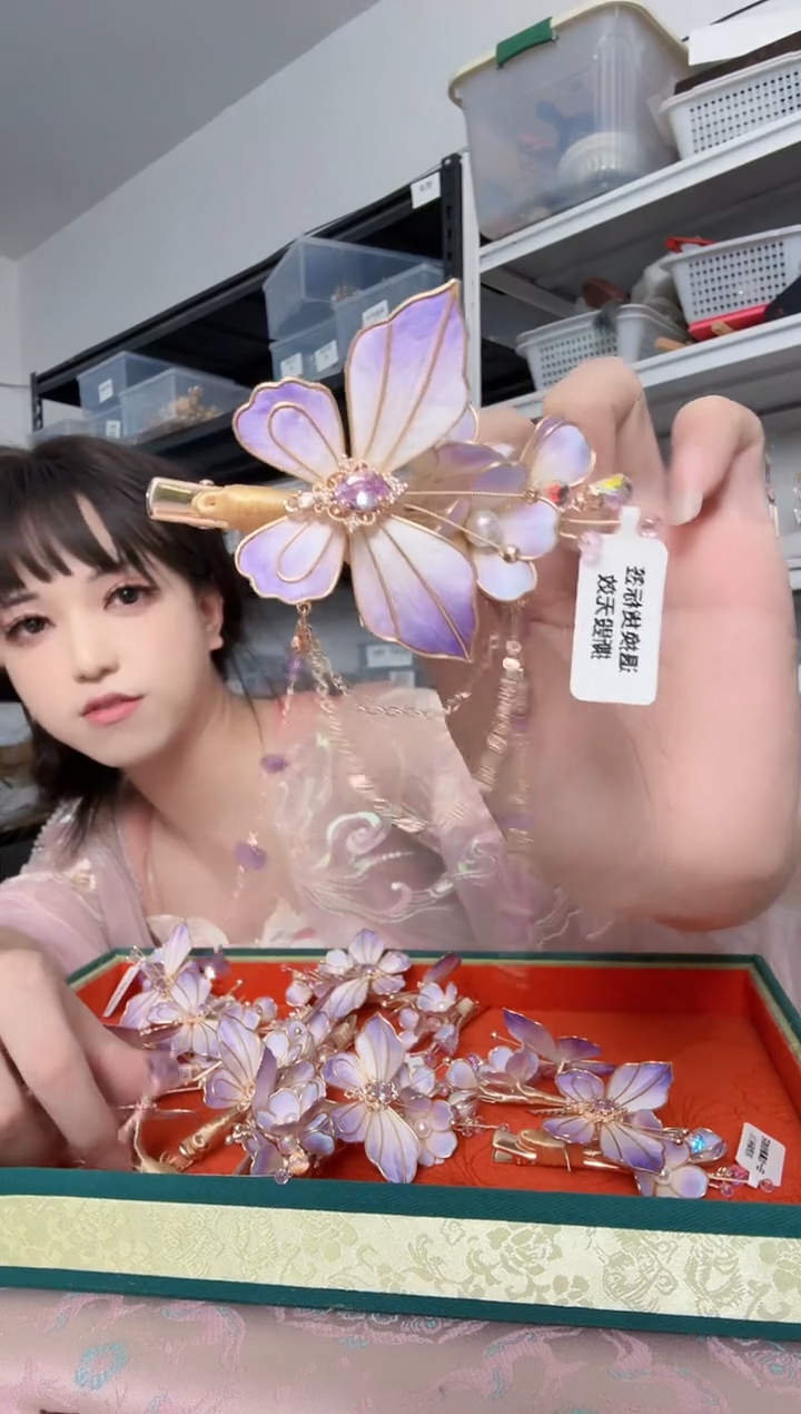 无铜合金498 非遗绒花夹子