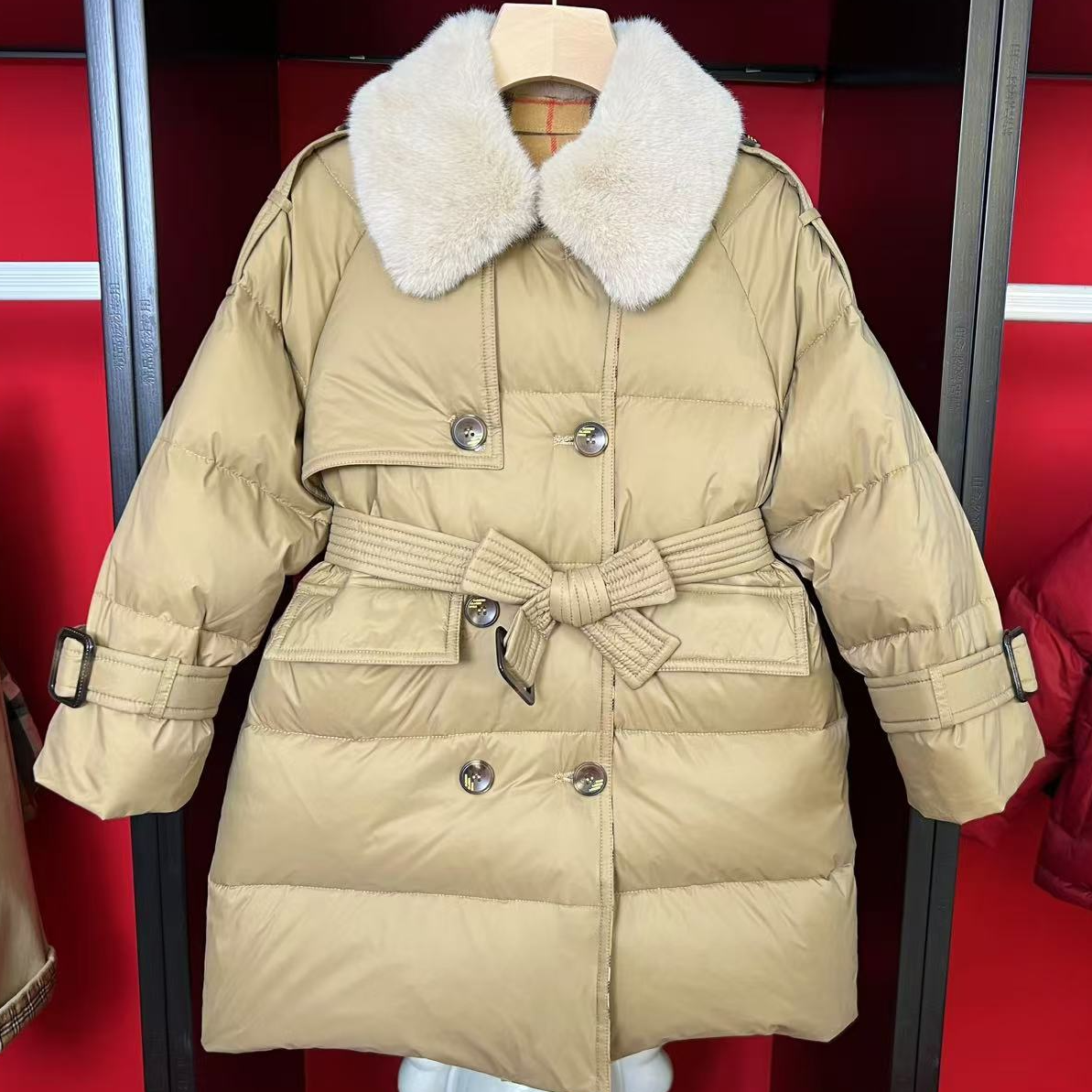 长款羽绒服冬季儿童高定风衣版型毛领羽绒服外套66120