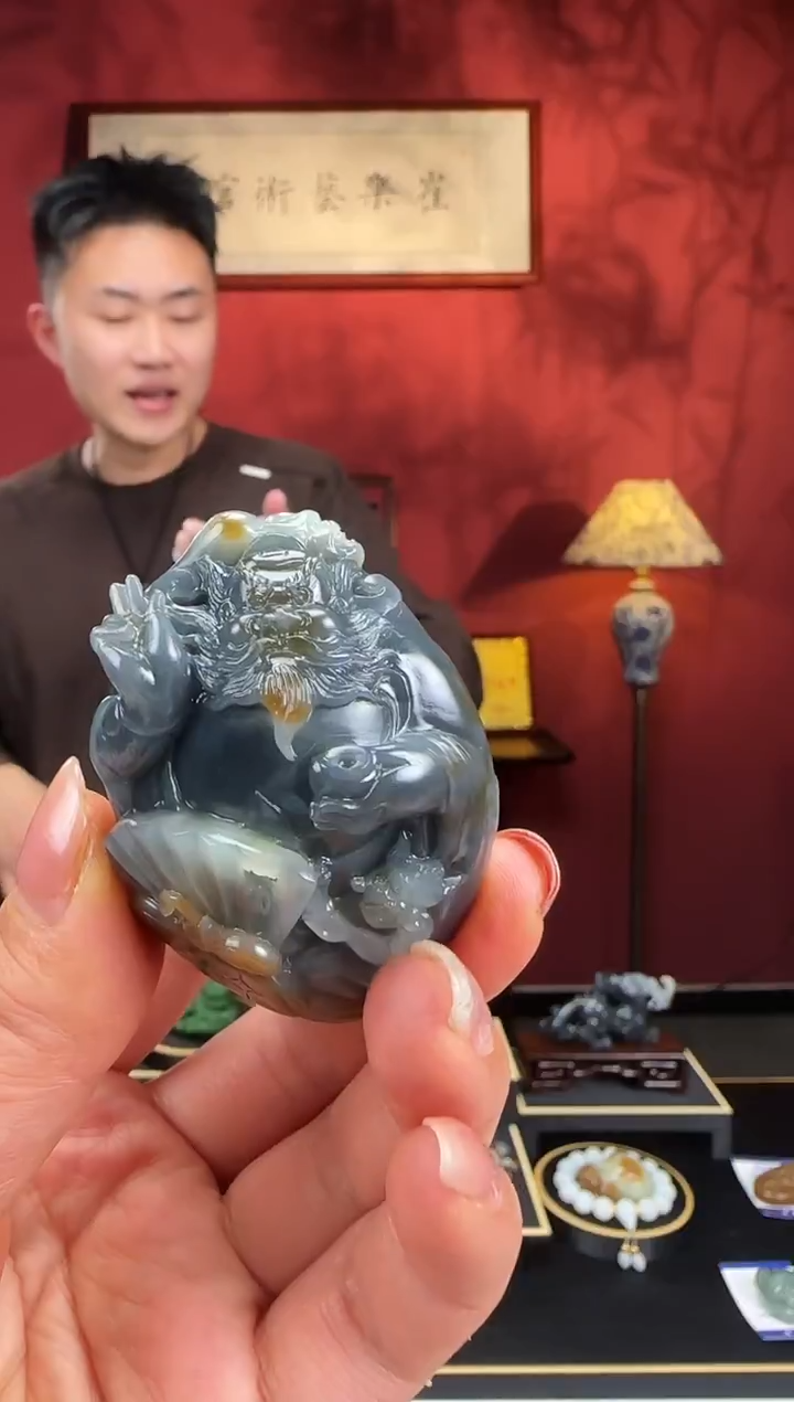 未镶嵌和田玉挂件p23青花籽钟馗