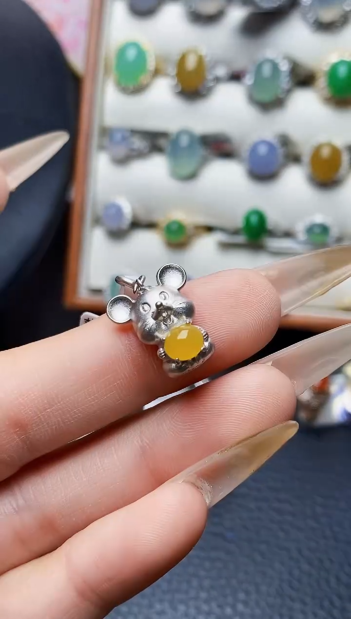 银S925镶嵌戒指翡翠3350