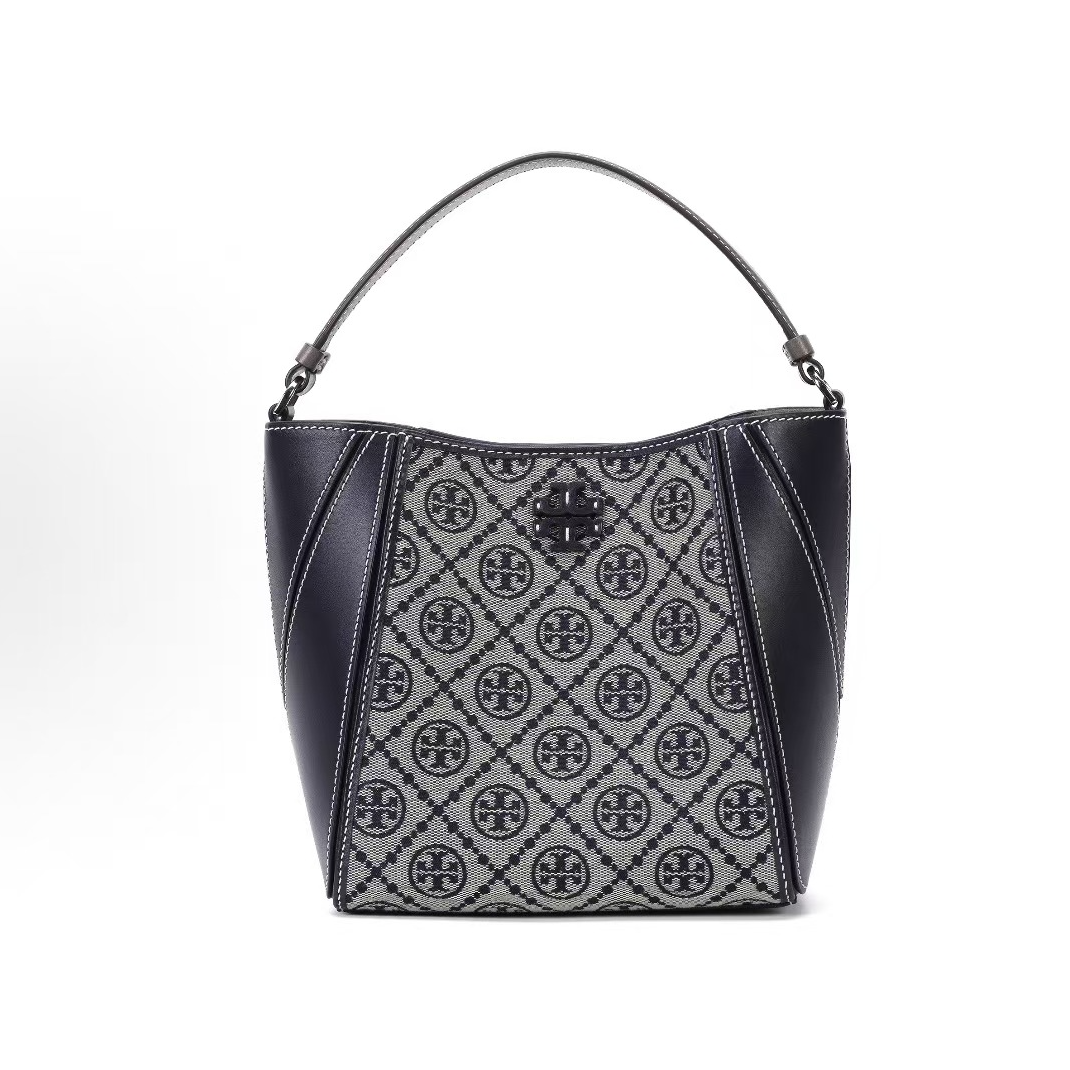 tory burch汤丽柏琦小号蓝色老花变形水桶包160232-405 SD