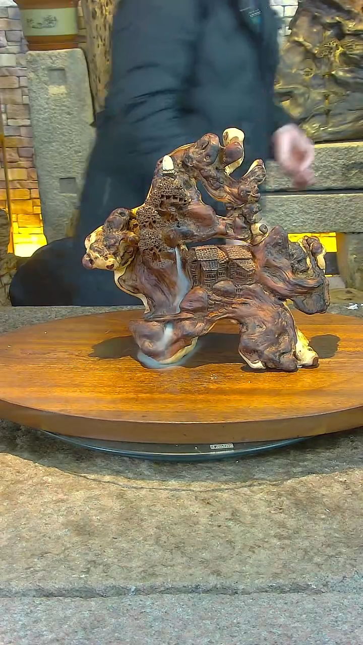 木金丝红木禅意山水摆件