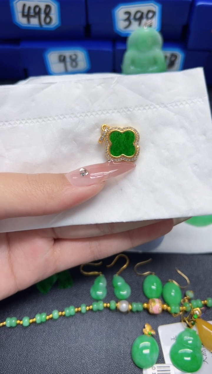 【闪购商品】翡翠颈饰银S925镶嵌Y缅料A货/支持复检/一件